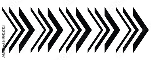 Dynamic moving black arrow symbol. Arrow road sign, arrow dynamic symbol, speed sideways arrow icon striped direction fast arrows symbols. Eps10