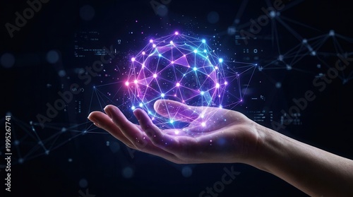 Internet communication and global network connection held by a woman in a metaverse concept.