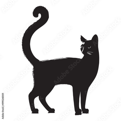 Elegant Cat Silhouette Graceful Feline Shadow Minimalist Black Outline Cute Kitty Shape Mysterious Night Cat Artistic Design Pet Lover Aesthetic Calm Quiet Animal Icon Smooth Curves Modern Style.