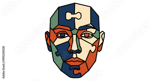 Man Face Puzzle Pieces.