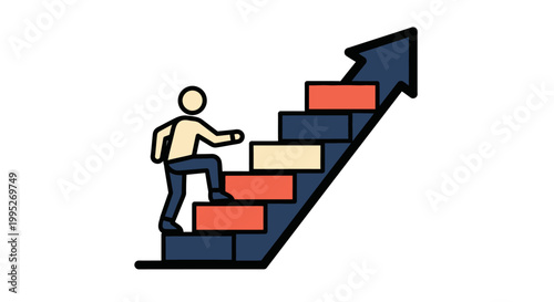 Man Climbing Stair Steps.