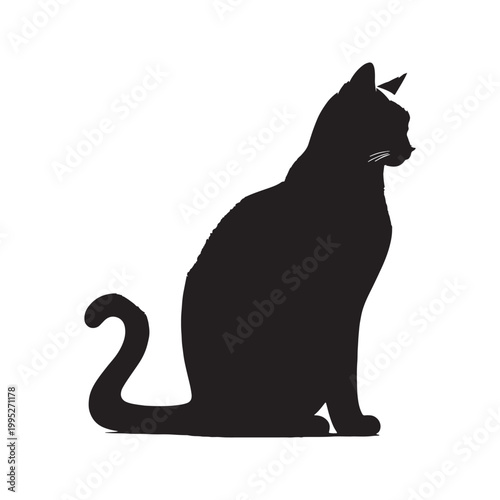 Elegant Cat Silhouette Graceful Feline Shadow Minimalist Black Outline Cute Kitty Shape Mysterious Night Cat Artistic Design Pet Lover Aesthetic Calm Quiet Animal Icon Smooth Curves Modern Style.