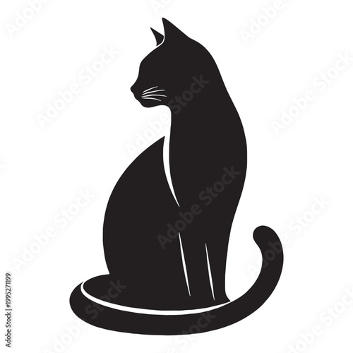 Elegant Cat Silhouette Graceful Feline Shadow Minimalist Black Outline Cute Kitty Shape Mysterious Night Cat Artistic Design Pet Lover Aesthetic Calm Quiet Animal Icon Smooth Curves Modern Style.