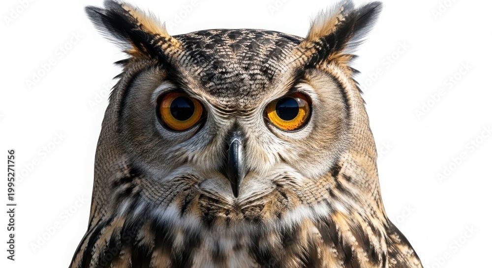 Obraz premium Close up portrait of an owl with intense eyes eagle owl horned owl wildlife