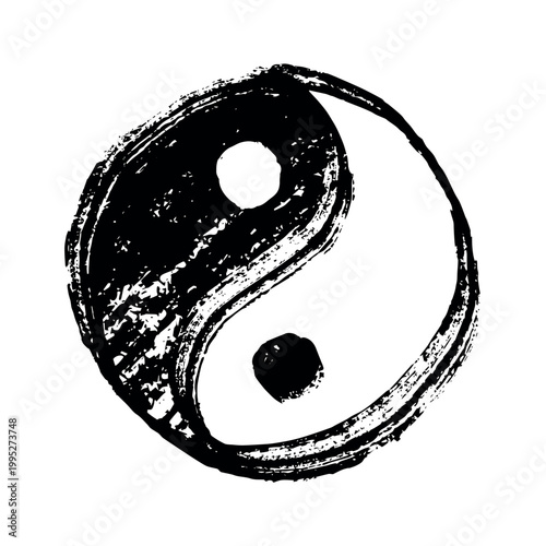 Hand drawn yin yang symbol Zen and Tao Harmony and balance Black and white yin and yang sign Taichi, Taoism, Buddhism, Japan, Chinese, Asian, yoga, meditation, karma, peace, dualism