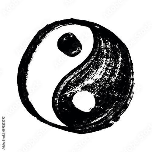Hand drawn yin yang symbol Zen and Tao Harmony and balance Black and white yin and yang sign Taichi, Taoism, Buddhism, Japan, Chinese, Asian, yoga, meditation, karma, peace, dualism