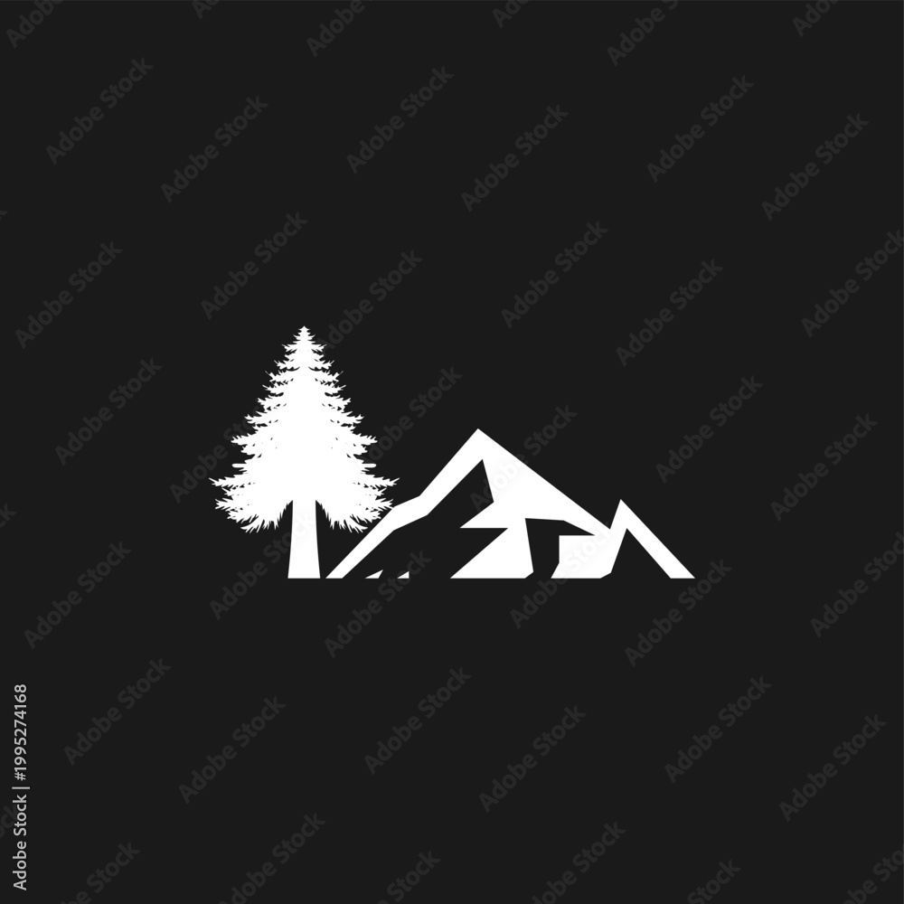 Fototapeta premium mountain vector design, silhouette, camping, outdoor, highland, adventure, hiking, travel, hill, art, outdoor, vintage, forest, emblem, explore, peak, wilderness, expedition, background