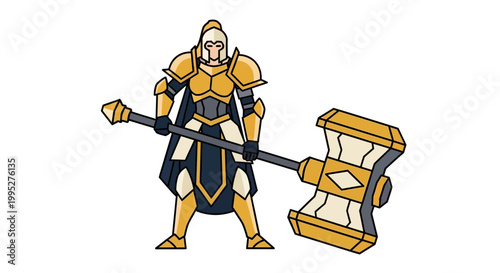 Medieval Knight Holding Mallet.