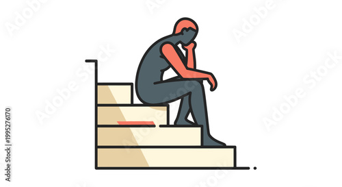 Man sitting on stairs.