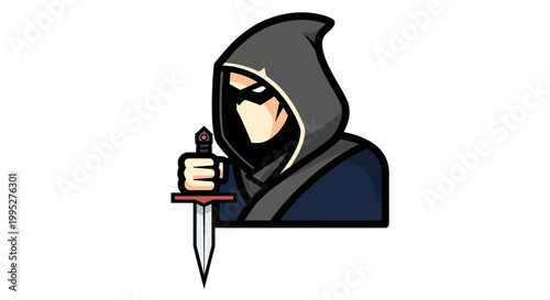 Hooded Figure Holding Knife.