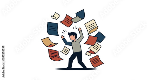 Man Surrounded by Papers.