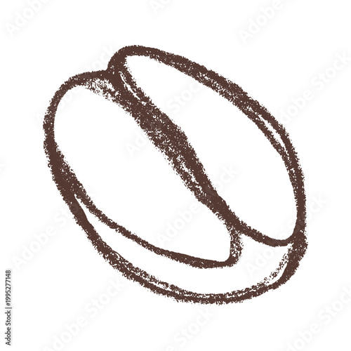 Hand drawn fresh roasted coffee bean Arabica robusta seed doodle Single element for print, web, design, decor