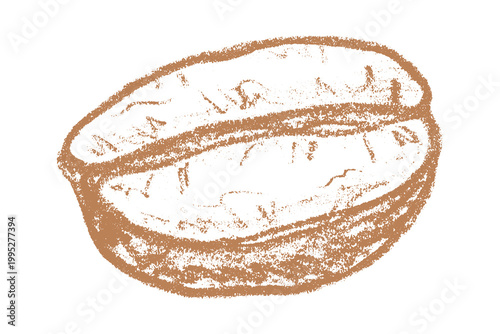 Hand drawn fresh roasted coffee bean Arabica robusta seed doodle Single element for print, web, design, decor