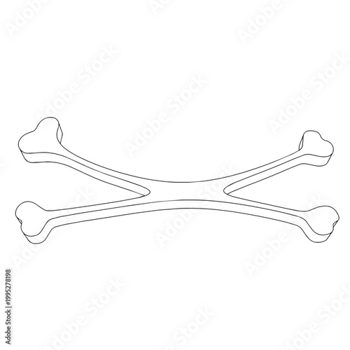 Outline for Coloring of Bones Sign Symbol on White Background. Vector Illustration.
