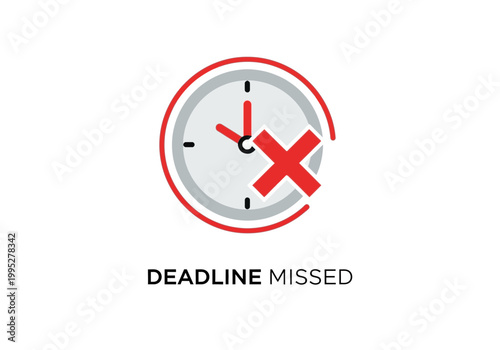 Missed Deadline Clock Icon Symbol.