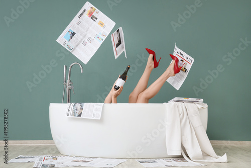 Legs of woman with many new...