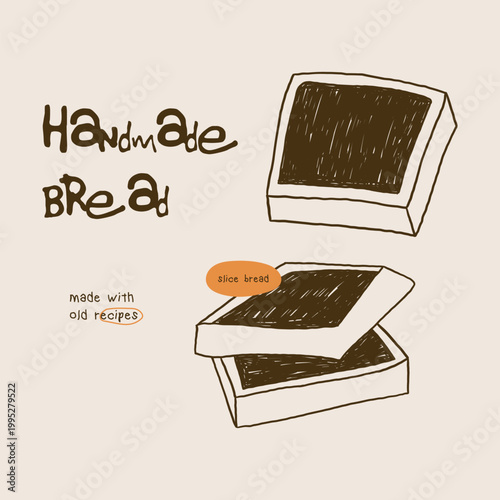 hand drawn sliced bread doodle illustration