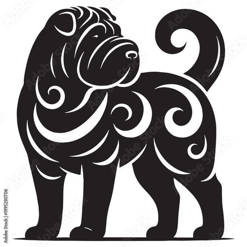  Shar Pei Dog Loyal Chinese Breed Unique Skin Folds Calm Guardian Intelligent Companion Family Pet Protective Nature Short Coat Cute Face Strong Build Rare Ancient Dog Elegant Appearance.