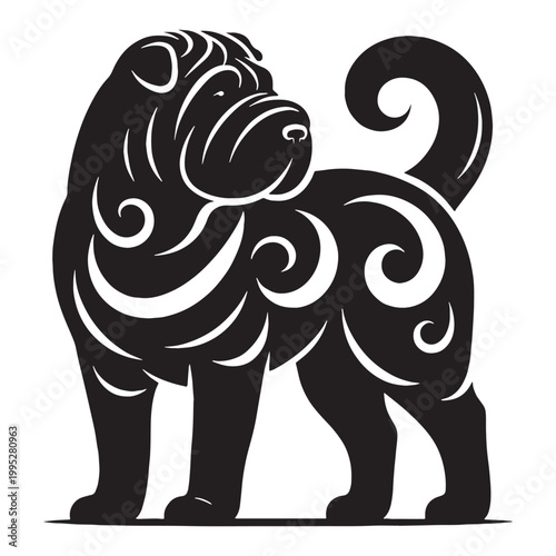  Shar Pei Dog Loyal Chinese Breed Unique Skin Folds Calm Guardian Intelligent Companion Family Pet Protective Nature Short Coat Cute Face Strong Build Rare Ancient Dog Elegant Appearance.