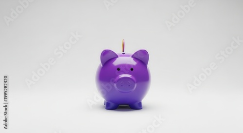 Vibrant purple piggy bank symbolizes diligent savings and future financial growth, securing