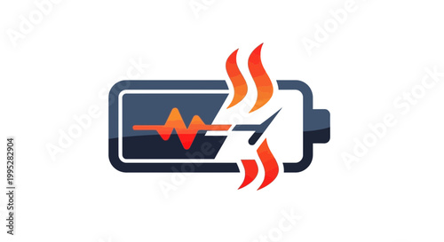 Overheating Battery Icon Symbol.