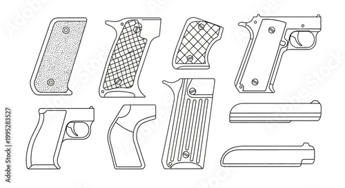 Handgun Grip Illustrations Set.