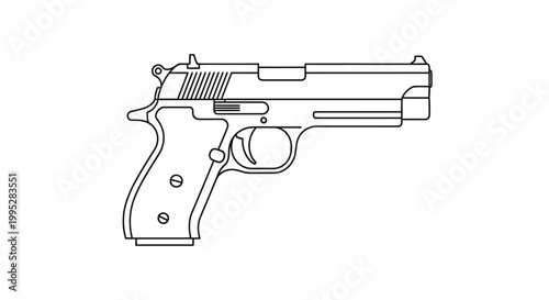 Handgun Side View Illustration.