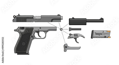 Handgun Parts Disassembled.