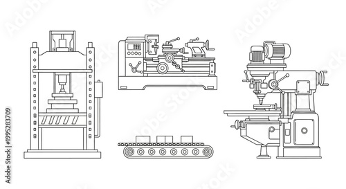 Industrial Machinery Line Drawings.