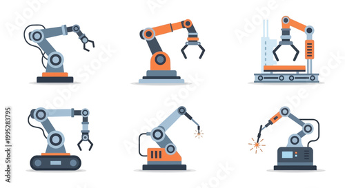 Industrial Robot Arms Set.