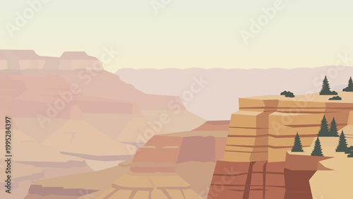 Dust Veils Grand Canyon Flat Design Illustration