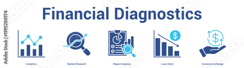 Financial Analysis web banner icon set vector illustration concept for business with icon of Analytics, Report Analysis, Market Research, Loss Cha.
