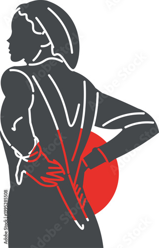Adult woman with lower back discomfort holding lower back