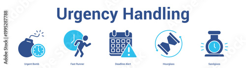 Urgency Handling web banner icon set vector illustration concept for business with icon of Urgent Bomb, Fast Runner, Deadline Ale.