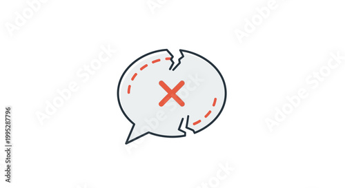 Rejected speech bubble with red cross.