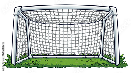 A football goal with a green grass background. This image perfectly captures the essence of sports, competition, and victory