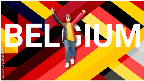 Belgian Male Football Fan Celebrating – World Cup Supporter 3D Illustration