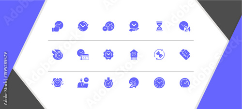 Collection of various blue icons.