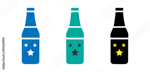 Colorful bottle icons with stars, representing drinks and beverages