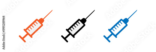 Medical vector icons of syringes, representing healthcare and vaccination