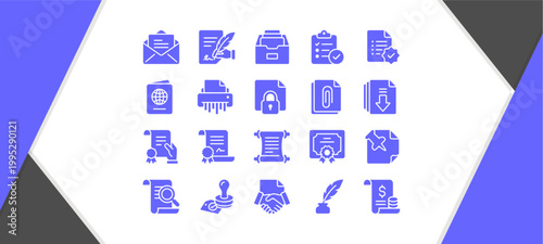 Various technology icons displayed on a blue and white background