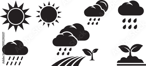Weather and Climate Change Icon Set Graphic Design