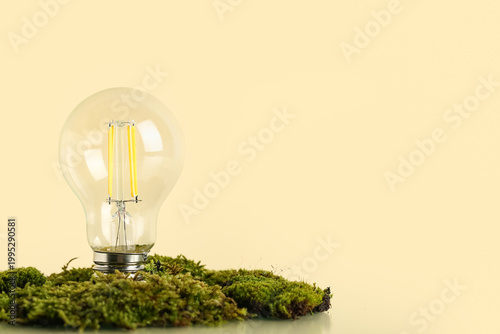 Light bulb with moss on bei...