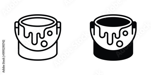 Paint Bucket Vector Line Icon for construction and renovation