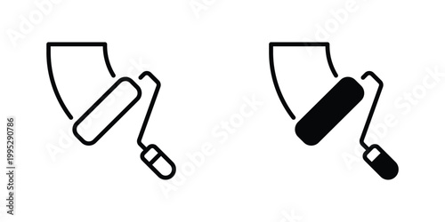 Paint Roller Vector Line Icon for home improvement