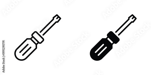 Screwdriver Vector Line Icon for diy and hardware