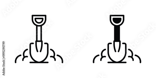 Shovel Vector Line Icon for agriculture and gardening