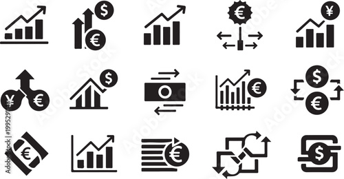 Financial icons for business and investment growth