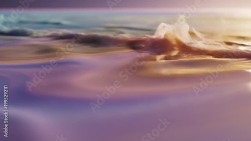 Abstract fluid swirls with lavender, gold, and blue colors