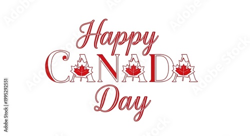Colorful happy canada day celebration design with maple leaves